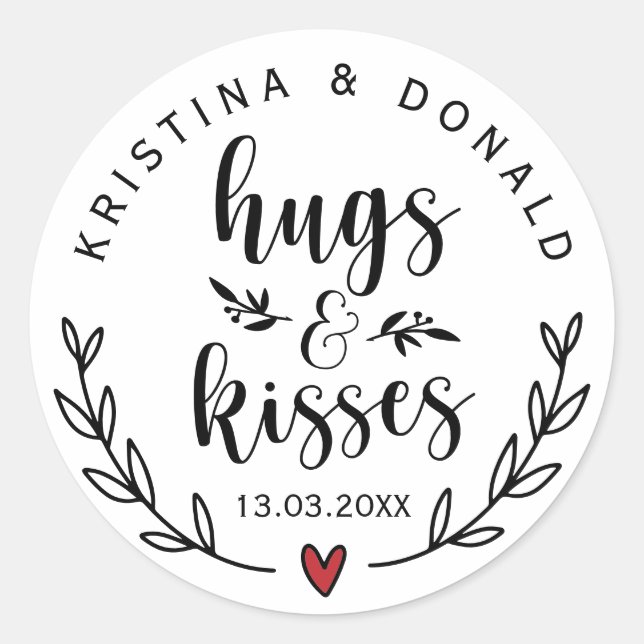 Rustic Hugs & Kisses Wedding | BRAUTPARTY Runder Aufkleber (Vorderseite)