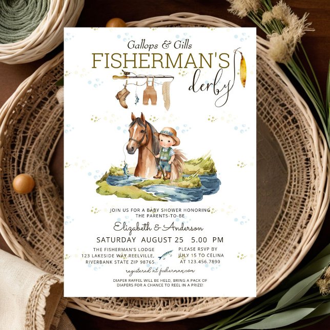 Rustic Hunter Fisherman's Derby Baby Shower Einladung (Von Creator hochgeladen)