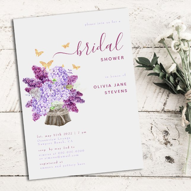 Rustic Hydrangea Lilac Elegant Boho Bridal Shower Einladung (Von Creator hochgeladen)
