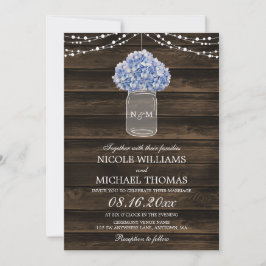 Rustic Hydrangea Mason Jar Barn Wood Wedding Einladung