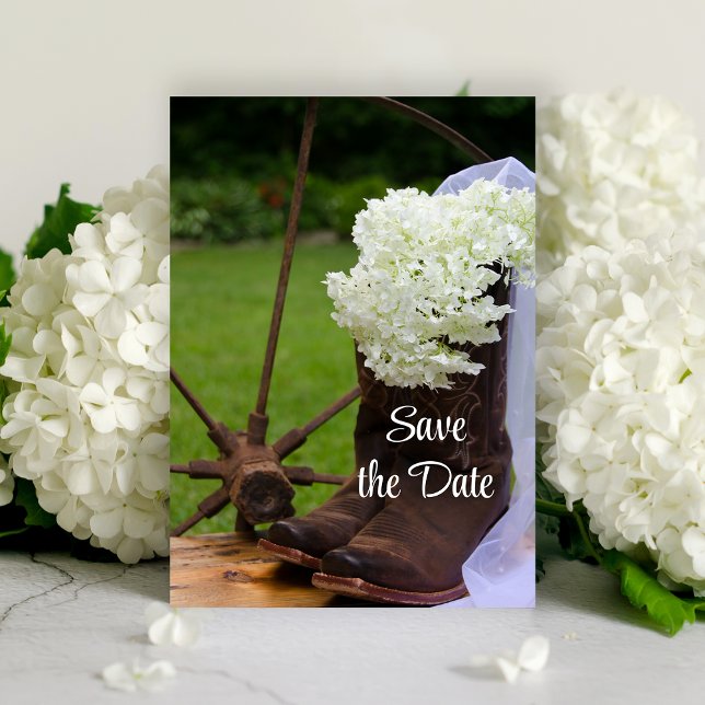 Rustic Hydrangea und Cowboy Boots Save the Date (Von Creator hochgeladen)