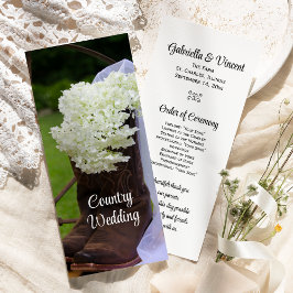 Rustic Hydrangea und Cowboy Boots Western Wedding Programm