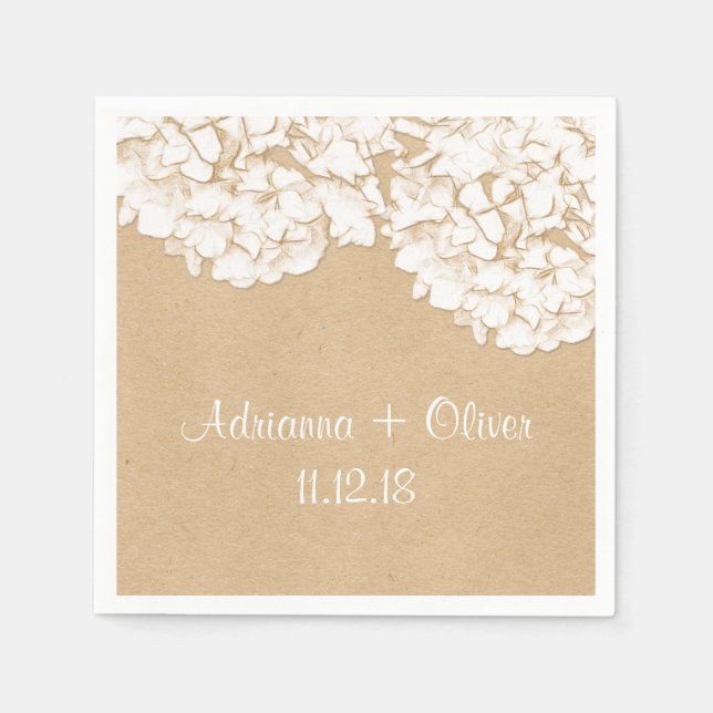 Rustic Hydrangeas Floral Wedding Serviette (Vorderseite)