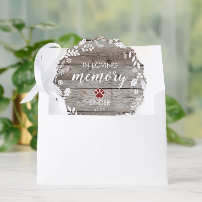 Rustic In Loving Memory PET Memorial Photo Ornament Karte (Umschlag)