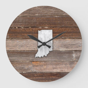 Rustic Indiana on Brown Boards Große Wanduhr