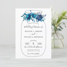 Rustic Indigo Peony Mason Jar Wedding