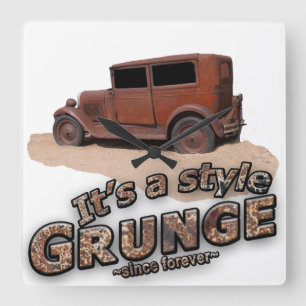 Rustic It's My Style GRUNGE Metall-Autotypografie Quadratische Wanduhr