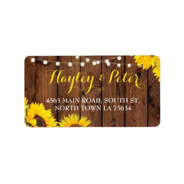 Rustic Jar Sunflower Holz Address Labels Stickers Adressaufkleber (Vorne)