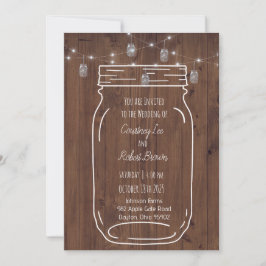 Rustic Jar Twinkle Lights Wedding Einladung