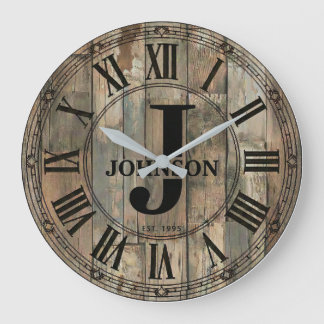 Rustic Johnson Family Clock | Farmhouse Decor  Große Wanduhr