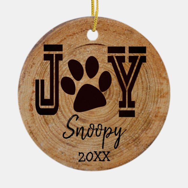 Rustic - Joy Paw Animal Print Keramik Ornament (Vorne)