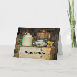 Rustic Jug Duck Decoy Foto Birthday Karte