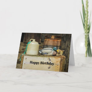 Rustic Jug Duck Decoy Foto Birthday Karte