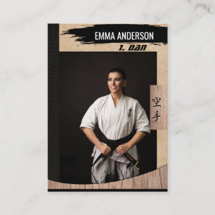 Rustic Karate Black Belt Wood Trading Card Visitenkarte
