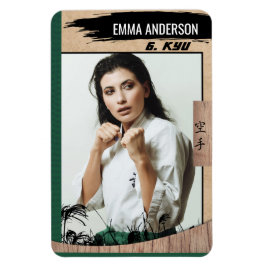 Rustic Karate Green Belt Wood Trading Card Magnet
