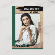 Rustic Karate Green Belt Wood Trading Card