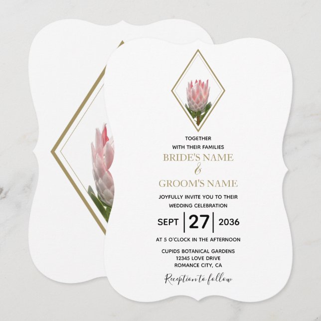 Rustic King Protea Wedding Einladungen (Vorne/Hinten)
