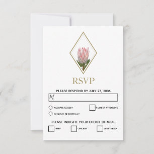 Rustic King Protea Wedding RSVP Cards