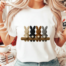Rustic Knitted Easter Bunnies Farmhouse Style Wome T-Shirt