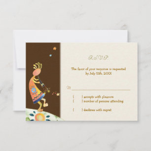 Rustic Kokopelli Tribal Wedding RSVP Card Karte