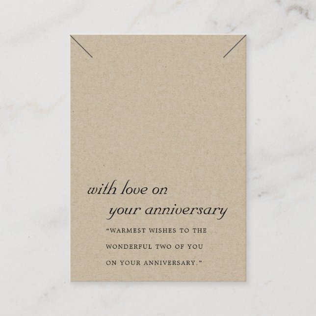 RUSTIC KRAFT ANNIVERSARY NECKLACE DISPLAY CARD PLATZKARTE (Vorderseite)