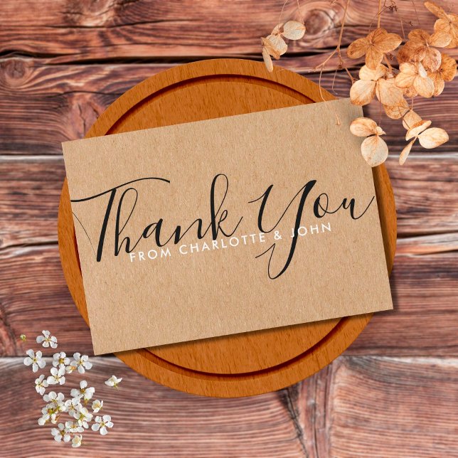 Rustic Kraft Baby Dusche Signature Script Dankeskarte (Von Creator hochgeladen)