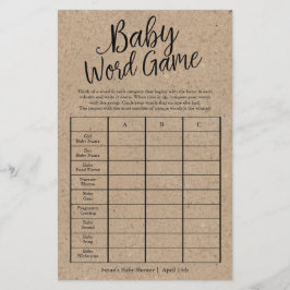 Rustic Kraft Baby Word Spiel Shooter Paper Game Ca Flyer