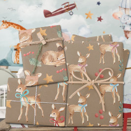 Rustic Kraft Baby's First Christmas Rentier Party Geschenkpapier Set