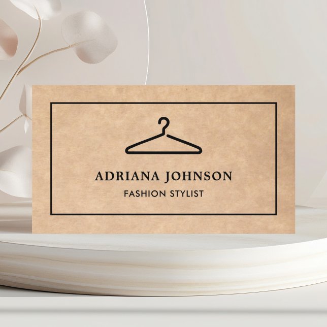 Rustic Kraft Black Clothes Hanger Fashion Stylist Visitenkarte (Von Creator hochgeladen)