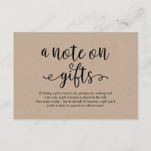 Rustic kraft black script, A note on gips Begleitkarte