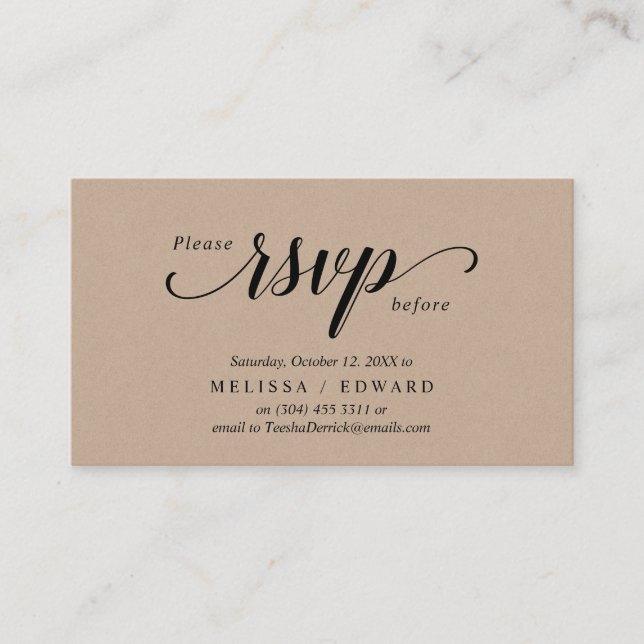 Rustic Kraft, Black Script, UAWG response Begleitkarte (Vorderseite)