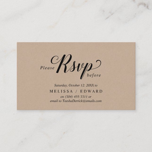 Rustic Kraft, Black Script, UAWG response Begleitkarte (Vorderseite)