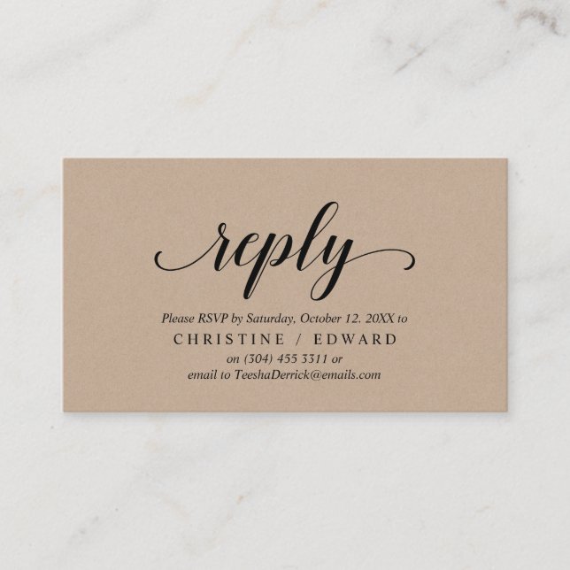 Rustic Kraft, Black Script, UAWG response Begleitkarte (Vorderseite)