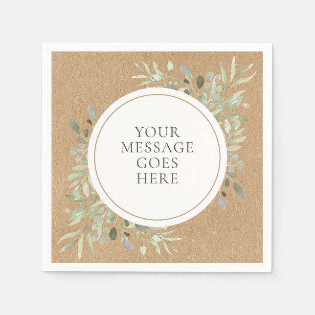 Rustic Kraft Boho Eucalyptus Greenerity Wedding Serviette (Vorderseite)