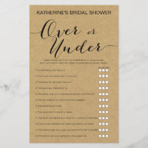 Rustic Kraft Brautparty Game DRUCKT