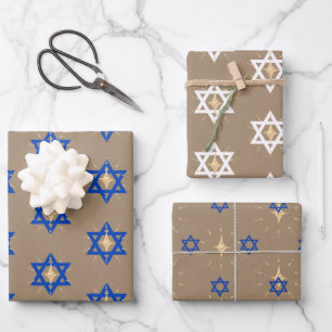 Rustic Kraft Bright Shining Star von David Hannuka Geschenkpapier Set