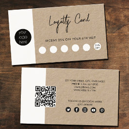 Rustic Kraft Brown Business Logo QR Code Loyalität Visitenkarte