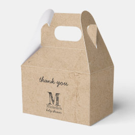 Rustic Kraft Brown Paper Look Monogram Baby Dusche Geschenkschachtel
