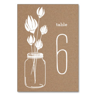 Rustic Kraft Brown Paper Masonjar Blumenzange Tischnummer