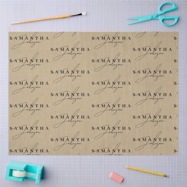 Rustic Kraft Brown Signature Script Seidenpapier (Basteln)