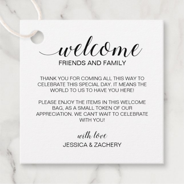 Rustic Kraft Brown Wedding Willkommensgeschenk Beu Geschenkanhänger (Vorderseite)
