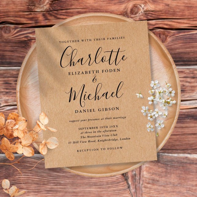 Rustic Kraft Budget Script Einladung zur Hochzeit (Von Creator hochgeladen)