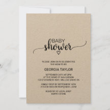 Rustic Kraft Calligraphy Baby Dusche