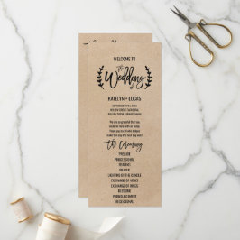 Rustic Kraft Calligraphy Memorial Wedding Program Programm