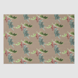 Rustic Kraft Christmas Floral Holly Red Berries Seidenpapier