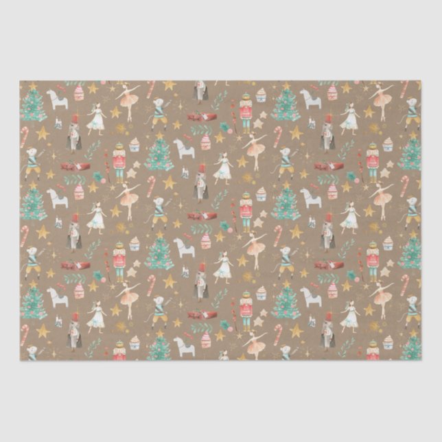 Rustic Kraft Christmas Nutcracker Ballet Seidenpapier (Vorderseite)