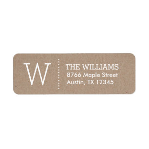 Rustic Kraft Custom Monogram Rücksendeadresse