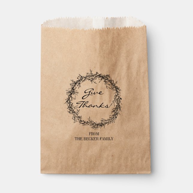 Rustic Kraft Danke Erntedank Gefallen Tasche Geschenktütchen (Vorderseite)