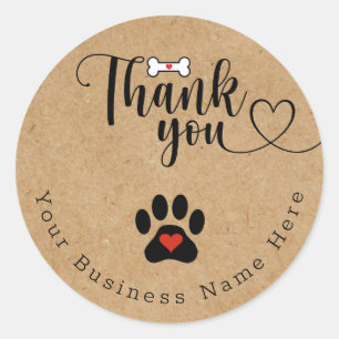 Rustic kraft - Dog Paw Custom Danke Stickers