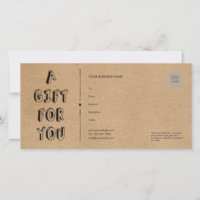 Rustic Kraft ein Geschenk für Sie Geschenk Zertifi (Vorderseite)